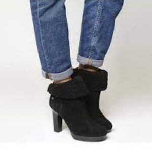 SM NEW YORK BLACK FAUX FUR BOOTIES SIZE 7 NEW